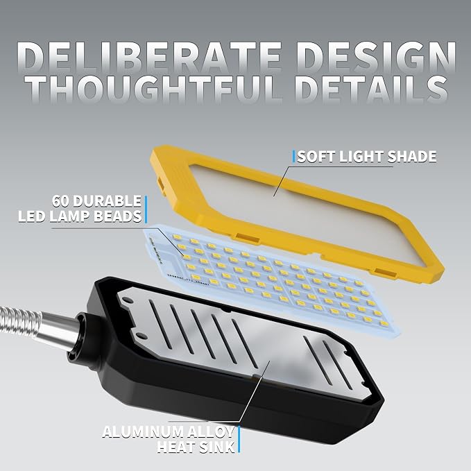 LED Machine Light, Gooseneck Lamp, Clamp-on Gooseneck Light — 2500 lumens, 120 Volts, with a clamp Base, Ideal as an Industrial Lighting Work lamp for Machine Tools and lathes, 25W (Model: J1203)