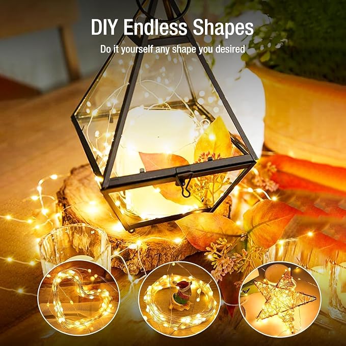 4 Pack LED Fairy Lights Battery Operated 20FT 60 LEDs Silver Wire String Lights Twinkle Lights Starry Fairy Lights for Bedroom Christmas Wedding Party Indoor Outdoor Decorations, Warm White
