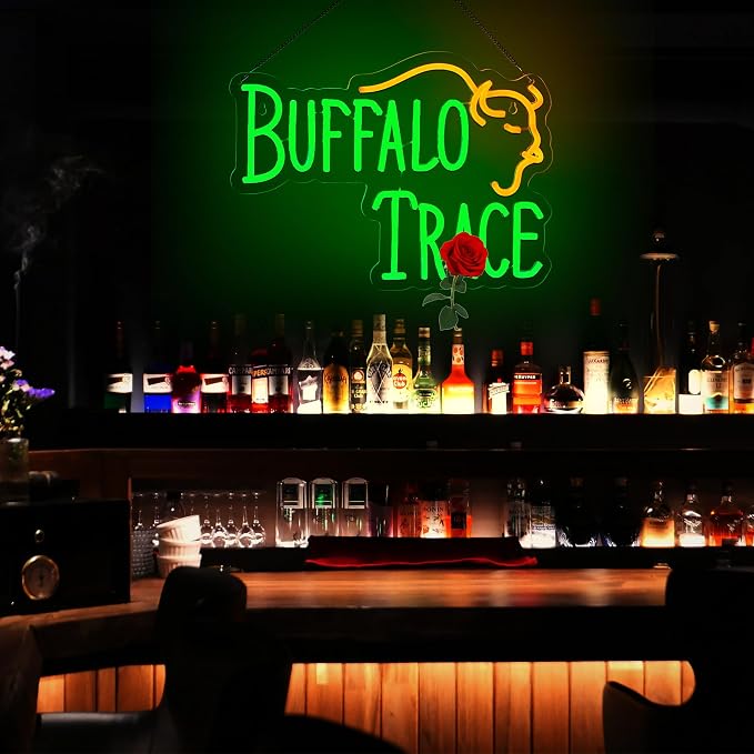 Whiskey Neon Sign for Bar Wall Decor, Buffalo Whiskey Dimmable Light Up Bar Signs for Man Cave Room Decor Bar Shop Pub Bistro Party Hotel Game Room Decor Gifts, USB Powered