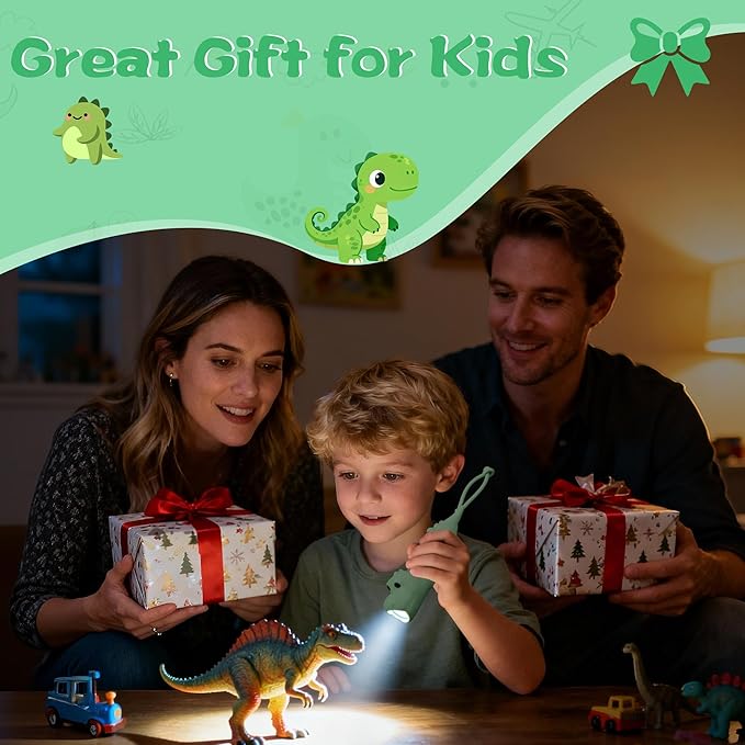 Silicone Dinosaur Flashlight, Rechargeable Hanging Night Light for Camping, Night Walks and Home Use, Animal Themed Themed Portable Torch