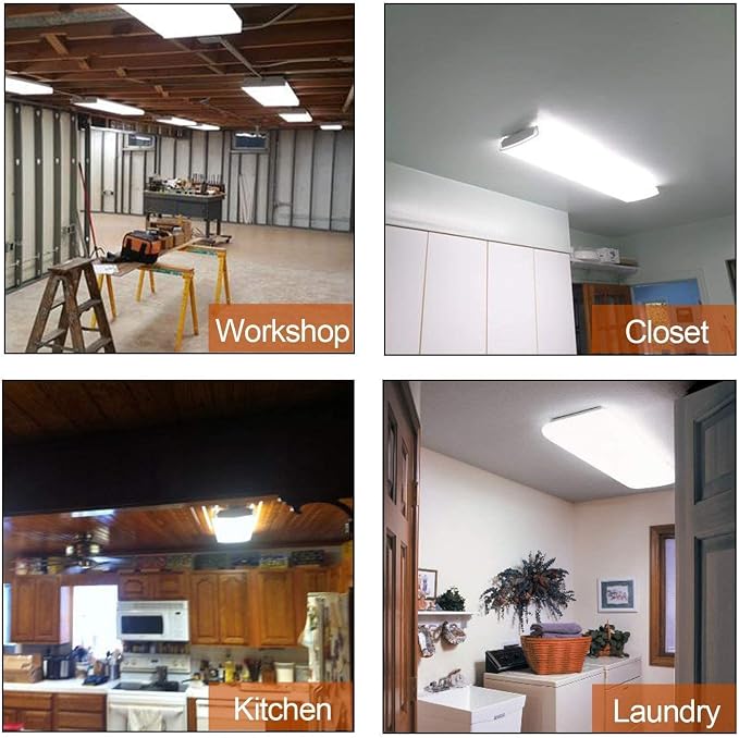 ANTLUX 2FT LED Wraparound Flush Mount LED Garage Lights, 20W 2400LM, 4000K Neutral White, 2 Foot LED Wrap Light, Integrated Linear Ceiling Lighting Fixture for Kitchen, Laundry, Workshop, Closet