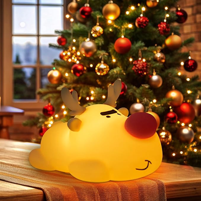 Rudolph The Red - Nosed Reindeer Night Light, Soft Timed Light, Christmas Birthday Gift Night Lamp, Gift Nightlight for Girls & Kids, Room Decor