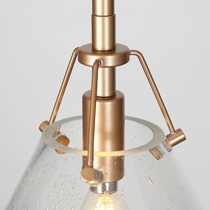 KSANA Pendant Light Fixtures, Gold Pendant Light Kitchen Island 1-Light Seeded Glass Pendant Lighting for Dining Room, Kitchen, Hallway, Bedroom, 7.9" Dia