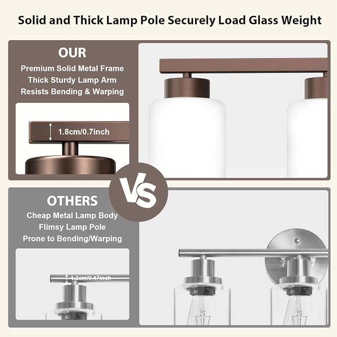 IZORRO Modern Bathroom Light Fixtures, 6 Light Oil-Rubbed Bronze Vanity Lights, Bathroom Lighting Fixtures Over Mirror with White Glass for Living Room Cabinet Bedroom