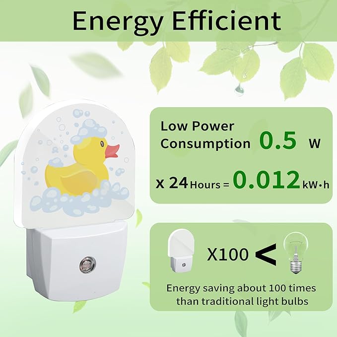 Yellow Rubber Duck Night Light, Cartoon Cute Night Light Plug into Wall with Dusk to Dawn Sensor, LED Lamp Energy Saving Lights for Men Women Boys Girls,Lamp for Bedroom Bathroom Hallway