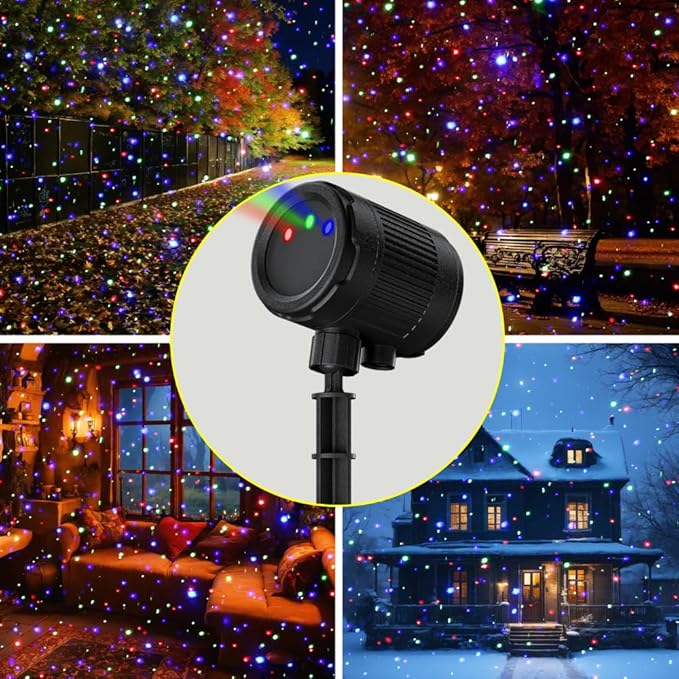 Laser Christmas Projector Lights Outdoor, Firefly Light Show for Trees | 3 Colors,RF Remote, Waterproof, Indoor Holiday Halloween Decoration, Christmas Gift, Wedding, Home Decor, Party, Garden