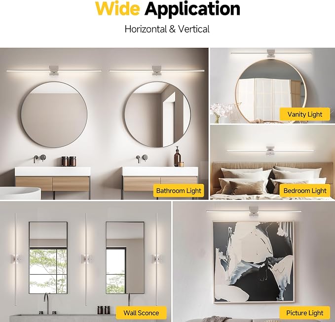 48 Inch Brushed Nickel Bathroom Vanity Light, Built-in Dimmer 2700K-6000K 2100LM LED, 360° Rotatable Bathroom Lights Over Mirror for Makeup, Shaving, Restroom, Powder Room ETL FCC