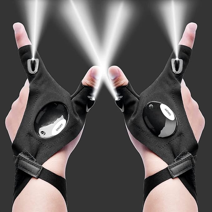 Fathers Day Dad Gifts, Birthday Easter Gifts for Adults Men Him, Easter Basket Stuffers for Adults Boyfriend Husband, LED Flashlight Gloves Hands-Free Lights Cool Gadgets for Fishing Camping Repairing