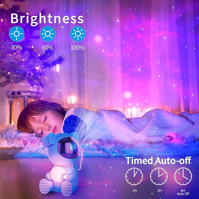 Cayclay Astronaut Galaxy Projector, Remote & Timer Night Light, Blue Pro | 360° Magnetic Adjustable Head, Auto-Off Timer, Remote Controllable LED Lamp, Dimmable Multi-Color Night Light For Home Decor