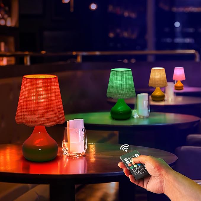 Ziqqeelam Cordless Table Lamp Rechargeable, Green Mini Cute Table Lamp for Nightstand, Battery Operated Small Table Lamp for Small Spaces for Kitchen Counter, Bookshelf, Bedside, Bedroom, Living Room