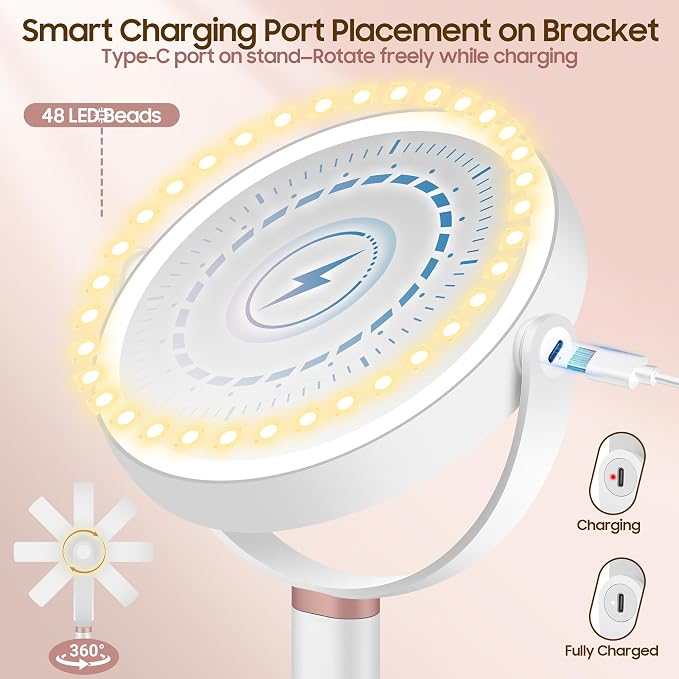 Makeup Magnifying Mirror with Light 30X/1X, Digital Display, 2-Sided Touch Control, Makeup Mirror with 3 Color Lights,360° Rotate, Height Adjustable Lighted Magnifying Mirrors for Desk Travel