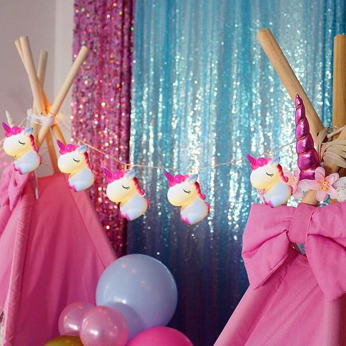 Animal Night Lights Pink Unicorns String Lights 5.4ft Battery Operated Bedroom String Llights 10 LED for Children Bedroom Home Holiday Decortion (Painted-Unicorns, 1.65m/10LED)