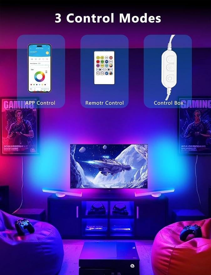 DAYBETTER Smart LED Light Bar,RGBICWW TV Lights for Living Room,Gaming Desk | Remote and App Control,Color Changing,Timing,TV Backlights with Scene and Music Modes,Multiple Placement Options,White