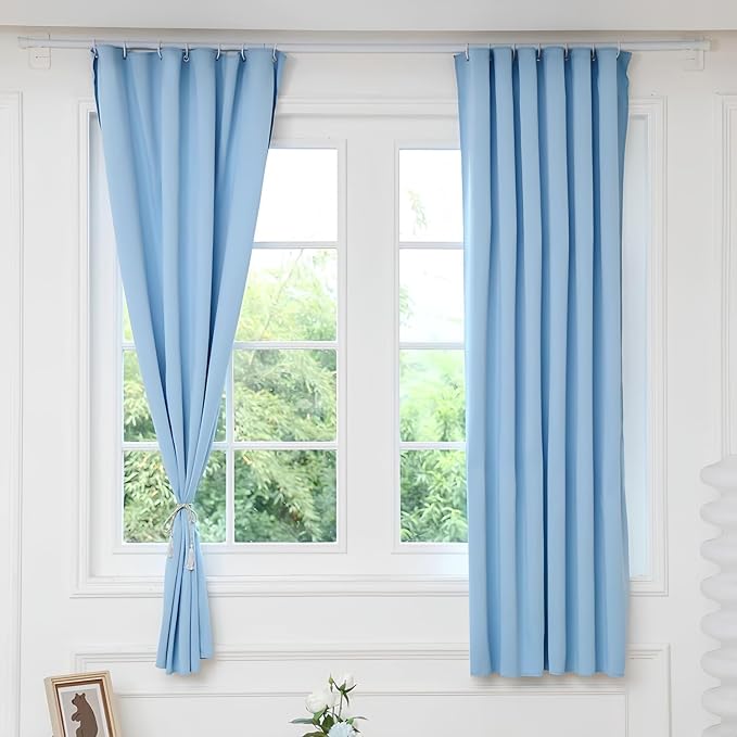 Gxi Light Blue Blackout Bottom Bunk Bed Curtain Single Bed Shading Decor | Privacy Canopy Loft Under Dormitory Bed Curtain, 1PC