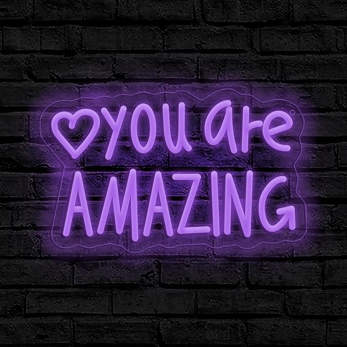You Are Amazing Neon Sign Wall Decor for Bedroom Class Room Bar Pub Club Nursery Hanging,Dimmable USB Pink Led Light for Wedding Birthday Party Women Christmas Gifts