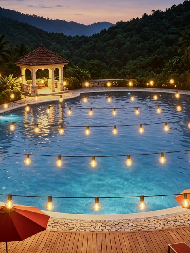 LACHON Outdoor String Lights Waterproof 150 FT with 75 G40 IP65 Bulbs | Dimmable,Connectable,Shatterproof,2700K Warm White,Perfect For Any Outdoor Space,Patio,Backyard,Cafe,Bistro,Porch,Market