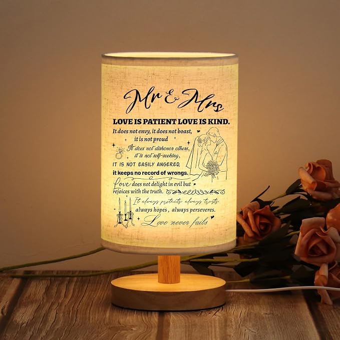 WSYEAR Wedding Gifts for Couples 2025 Table Lamp, Bridal Shower Gifts for Bride to Be, Anniversary Mr and Mrs Gifts, Wedding Gifts for Newlyweds Just Married Gifts Wedding Night Light