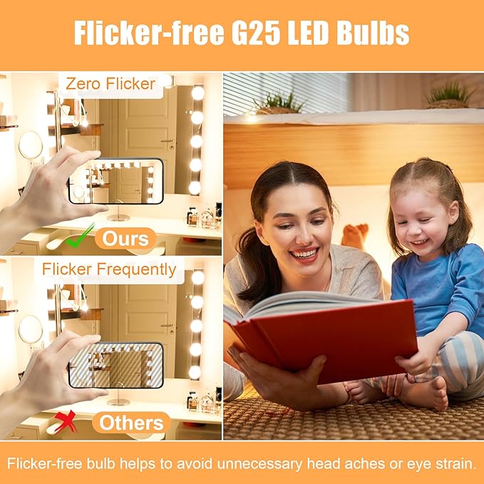hansang 12 Pack Vanity Light Bulbs for Bathroom, 2700K Warm White E26 Base Round LED Globe Bulb, 60W Equivalent, G25 Vanity Light Bulb for Makeup Mirror Bedroom 120V, CRI85+, 500LM, Non-dimmable