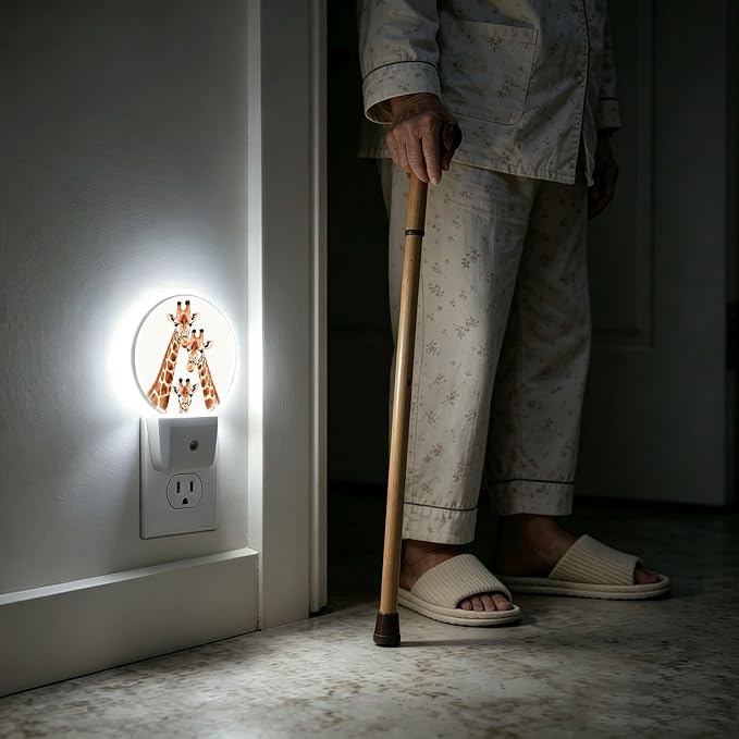 LED Night Light Giraffe Family Cute Night Lights Plug into Wall Auto on/off | Funny Plug-in Night Light with Dusk to Dawn Sensor, Energy Saving Nightlight for Hallway Kitchen Living Room