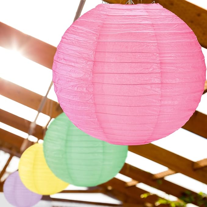 Woanger 6 Pack 24 Inch Large Pastel Paper Lanterns Giant Chinese Hanging Paper Lanterns for House Lamps, Wedding, Birthday Party & Event Decorations