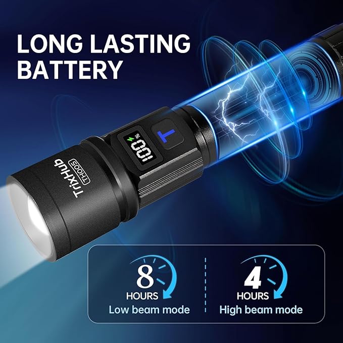 Rechargeable Flashlights 3 Pack, Super Bright High Lumens Flash Light, 5 Modes Zoomable Linternas with LCD Digital Display, Powerful Handheld LED Flashlights for Home Emergencies Camping