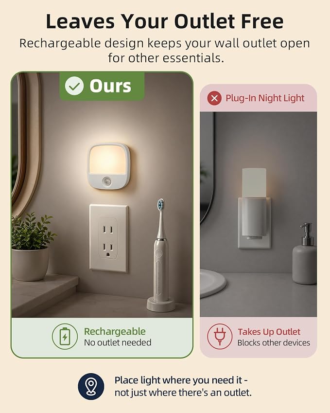 EZVALO Rechargeable Motion Sensor Night Lights, 4 Pack Magnetic Stick-On LED Lights, 3 Color Temperatures, 10%-100% Dimming & Memory, 1000mAh Light for Closet, Bedroom, Hallway, Stairs, Bathroom