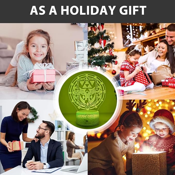 3D Night Light, 16 Color Changing Cartoon USB Desk Lamp, Crest of Hyrule Illusion Lighting with Remote Control for Home Decor Gift for Kids. (8)
