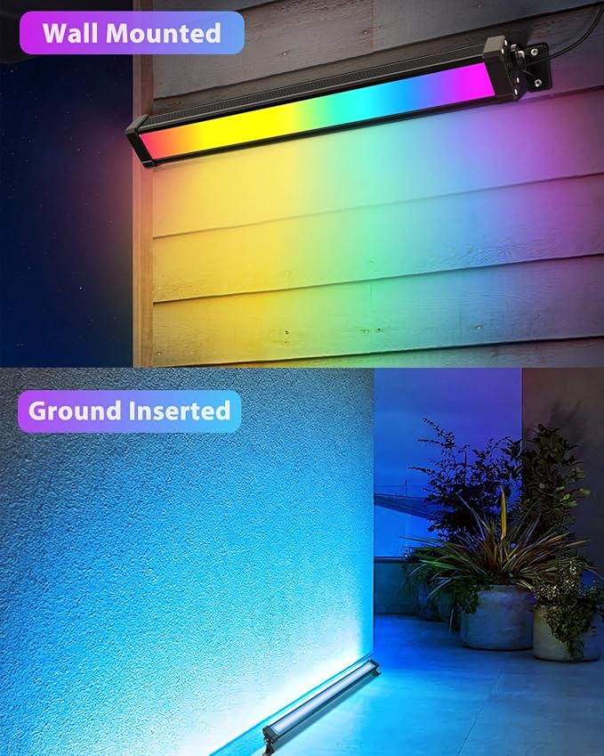 MEIKEE 25W RGB Wall Wash Lights, RGBW Color Changing Washer Strip Lights Outdoor, IP66 Waterproof LED Stage Light Bar for Christmas Halloween Party Landscape (4 Pack)