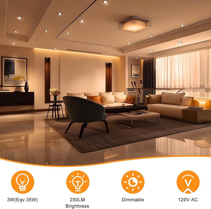 2 Inch LED Recessed Lighting, Dimmable LED Downlight 3W(35W Halogen Equivalent), CRI80+, 2700K Ultra Warm White, Recessed Ceiling Light with LED Driver(10 Pack)