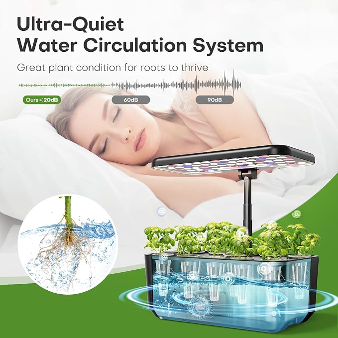 Indoor Garden Hydroponics Growing System: 10 Pods Kit with LED | Plant Germination Kit Herb Vegetable Growth Lamp Countertop, Hydroponic Planter Grower Harvest Lettuce for Healthy Home Cooks