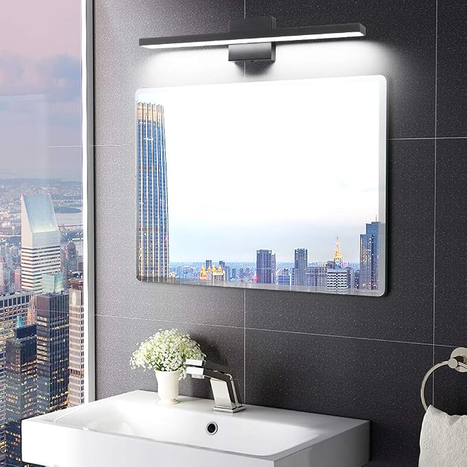 Ralbay 24 inch Dimmable Black LED Modern Vanity Light 24W Frosted Aluminum for Bathroom Vanity Lighting Fixtures Cool White 6000K