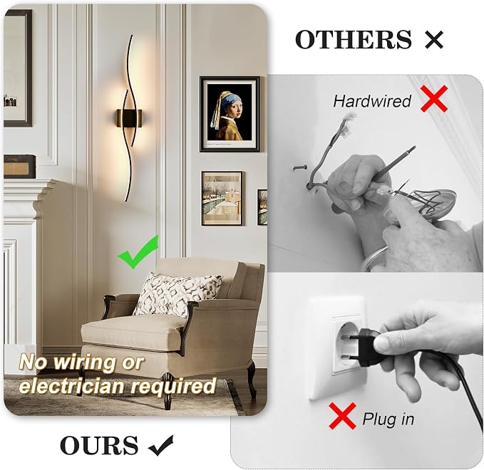 KARTOOSH Wireless Wall Sconces Set of 2, Dimmable LED Sconce with Remote | Battery Operated Wall Sconce with 3 CCT Night-Light Timer Memory Modern Wall Sconces for Living Room, Hallway, Bedroom