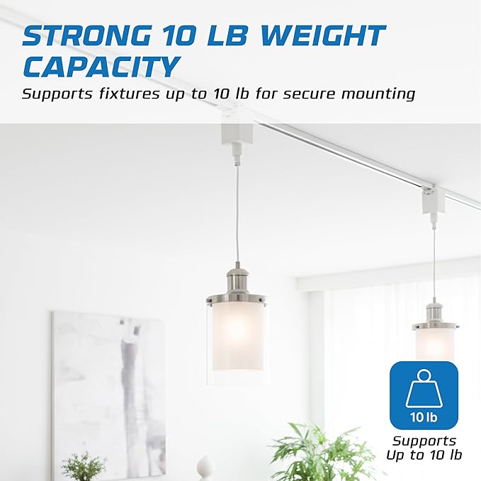 OHLECTRIC Stem Hung Pendant Track Adapter, White (2-Pack) – for Single Circuit Track, 120V – Supports Indoor Dry Locations – Durable Plastic Construction with cULus Listing