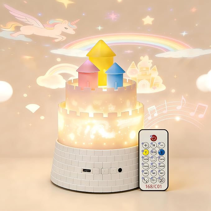 Princess Night Light for Kids - 360 Rotating Star Projector with 12 Music & 23 Films, Rechargeable 1800mAh Battery, Unicorn Lights for Girls Room, Kids' Birthday Gifts