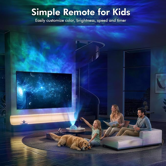 Rossetta Dual Lens Galaxy Star Aurora Projector Night Light for Bedroom | 58 Light Effects, White Noise, Bluetooth Speaker, Music Sync, Remote Control, Timer, Room Decor Gift for Kids Adults Teens