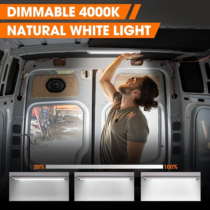 12V LED Light Strip, Enclosed Trailer Light, 12 Volt Lights, 12v LED Strip for RV Interior, Strip Lights for Cargo Trailer, Truck, Van, Shed, RV(8Pack, 4000K, Silver)