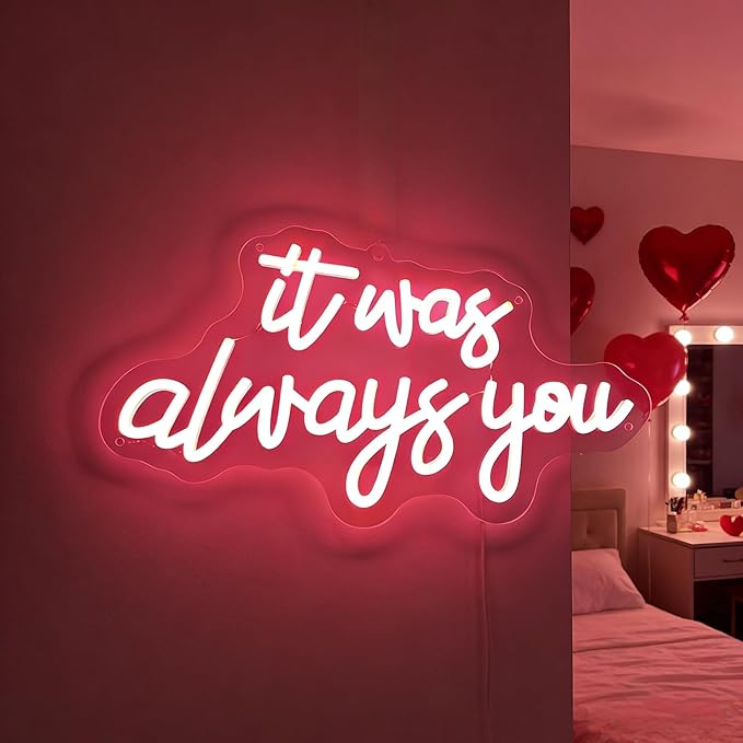 It's Always You Neon Sign Pink Neon Wedding Sign LED Neon Signs for Wall Decor Light up Sign for Bedroom Neon Light for Wedding Festival Anniversary Valentine's Day Birthday 40CM*23CM