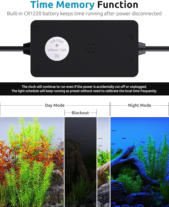 SEAOURA Aquarium LED Light with 24/7 Timer for 24-30in Fish Tank | high PAR LEDs for plant growth, 3 timers + memory, 20 dimming, 15min fade, adjustable brackets, slim aluminum
