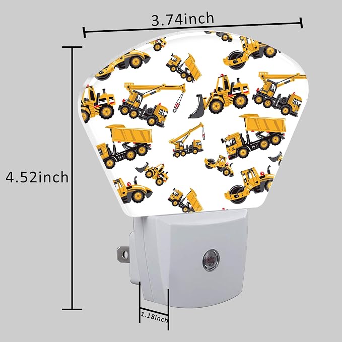 Children Road Construction Vehicle Night Light for Kids Girls Boys, Construction Vehicle LED Night Light Plug into Wall with Dusk to Dawn Sensor for Bedroom,Kitchen,Bathroom,Stairs Decor
