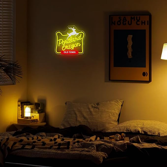 Mutank Portland Oregon Neon Sign, Iconic City Neon Light USB Powered LED Dimmable, for Portland Themed Room Decor Game Room Man Cave Home Bar Decor(12.9 * 12.5 In)