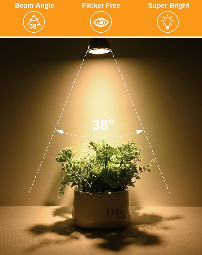 MR16 LED Bulbs 6-Pack 3000K Warm White 5W GU5.3 38° Beam Angle Non-Dimmable for Landscape & Indoor Accent Lighting