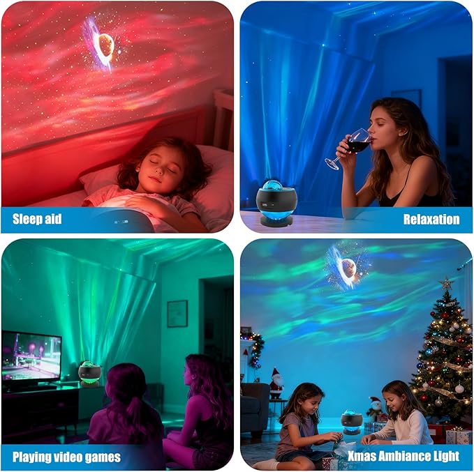 Galaxy Projector,Northern Lights Projector,3 HD Projection Lenses,Galaxy Projector for Bedroom,16-Color Moon Projector,Bluetooth Speaker Projector Light,Star Projector,Kids Bedroom Decor,Teen Gifts