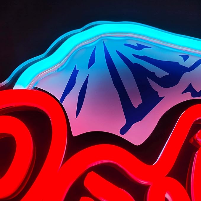 Beer Neon Sign LED Neon Beer Bar Signs for Man Cave Decor Beer Logo Sign with Mountain Pattern Printing Chill Mountain Home Bar Sign (Beer Logo)