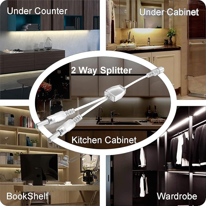 EBD Under Cabinet Lights Plug in or Hardwired, 9 Pcs 12 Inch No Messy Wires Built-in Adjustable Cable LED Light Bar 3000K 4050Lm 3 Cables Y Splitter Neat Counter Lighting for Kitchen Shelf Home Office