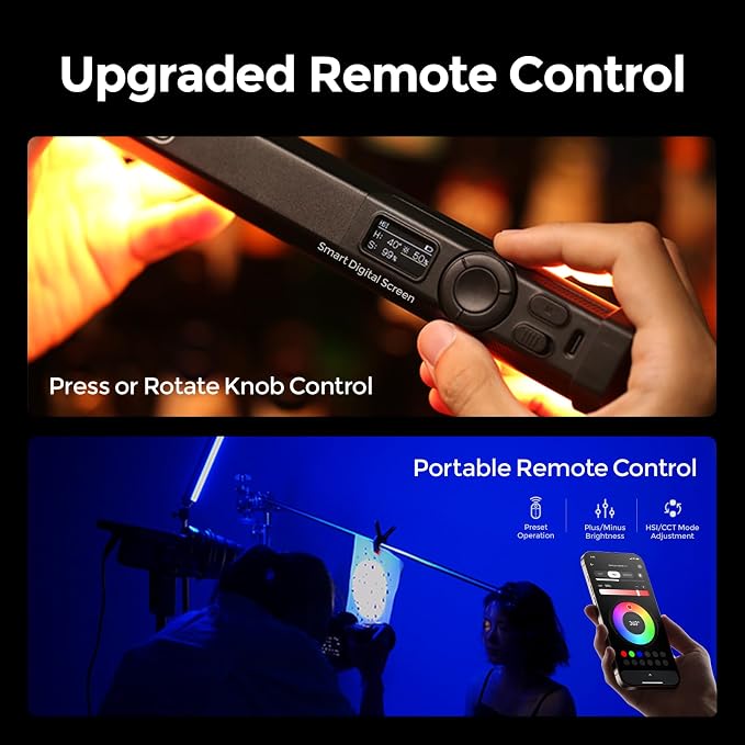 PHOTOOLEX Magnetic Light Wand, 360° RGB Tube Light, LED Video Light Stick | 10W/Full Color/CRI 96+/TLCI 97+/2500K-9900K/21 Scenes/Handheld/5200mAh, for Studio Photography Vlog Recording Streaming