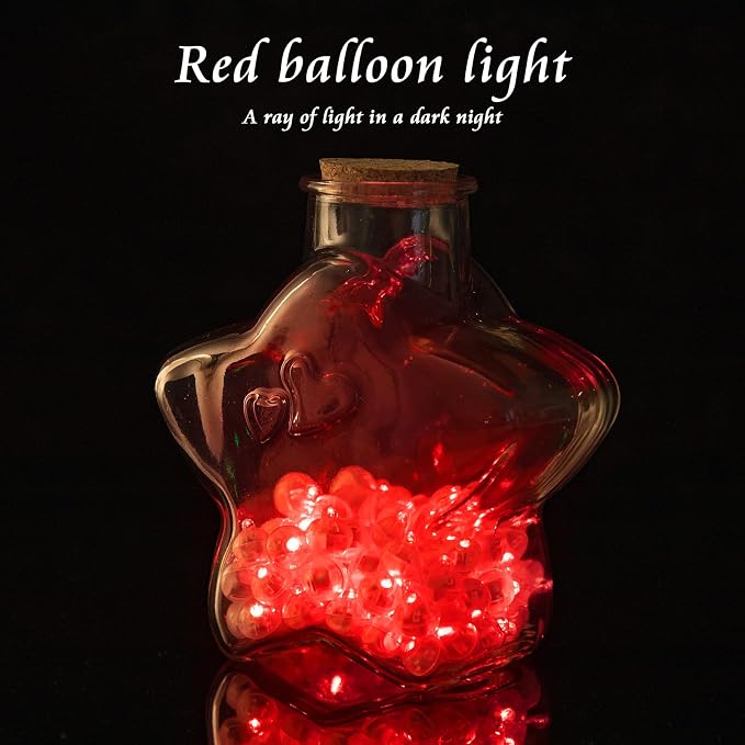 200pcs Balloon Lights Warm White Mini LED Lights Round Long Standby Time Multicolor Ball Lamps Paper Lantern for Easter Birthday Party Christmas Halloween Decoration Red