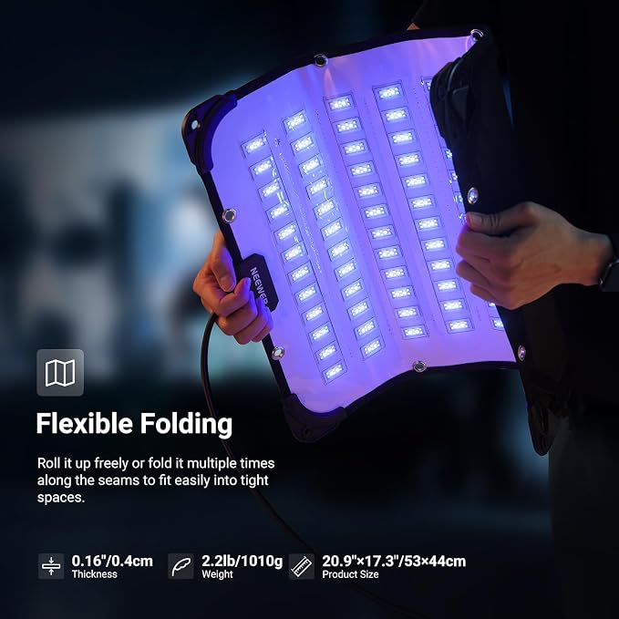 NEEWER 115W Upgraded Inflatable RGB Softbox Video Light, APP/2.4G/DMX Control Flexible LED Folding Panel Lighting 2500K-10000K 14700lux/0.5m CRI96+ for Studio Photography Streaming Recording, FL100C