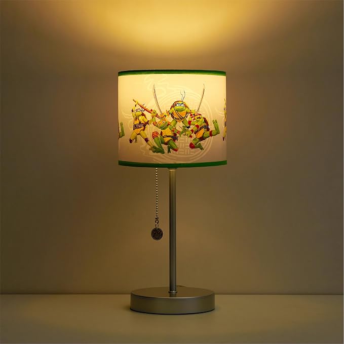 Teenage Mutant Ninja Turtle: Mutant Mayhem Stick Table Kids Lamp with Pull Chain, Themed Printed Decorative Shade