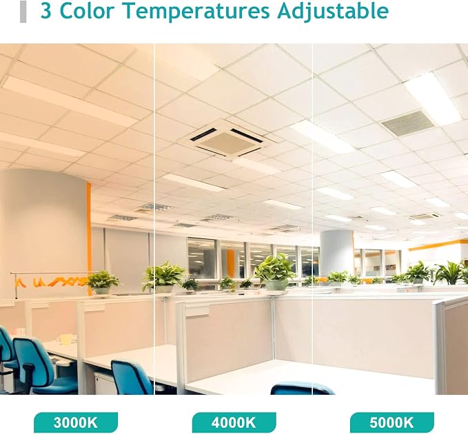 1x4 LED Flat Panel Light LED Troffer Drop Ceiling Light 4 Pack | 5000K/4000K/3000K, 20W/30W/40W, 0-10V Dimmable, 100-277V, ETL Listed, DLC Listed, Ideal for Classrooms, Conference rooms