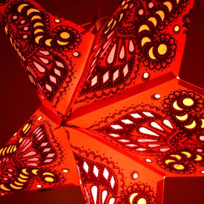 Peacock Pink Paper Star Lantern with 12 Foot Power Cord Included